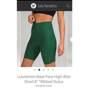 Lululemon Base Pace High-Rise Biker Short 8" Ribbed Nulux Everglade Green Size 6